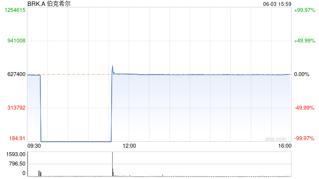 伯克希尔A股暴跌99% 成交不足4000笔  第1张