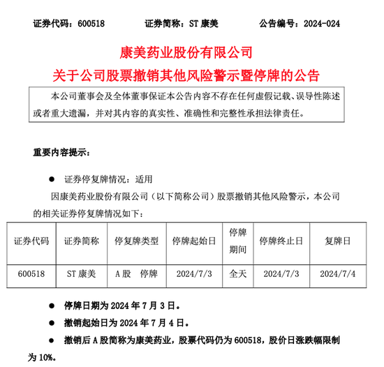 20万股东嗨了！ST康美撤销风险警示，明天停牌！  第1张