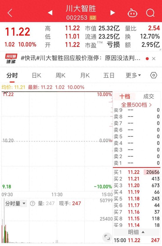 川大智胜涨停是资金不理性吗？或与量化有关