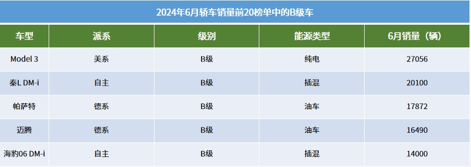 6月轿车销量TOP20：比亚迪持续大爆发，小米SU7进榜了  第6张