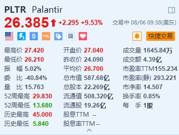 Palantir涨超9.5% Q2营收超预期并上调年度业绩指引