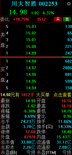 川大智胜：2024年预计亏损4900万元-6300万元 同比减亏63.30%-74.46% 公司股票可能被实施退市风险警示  第3张